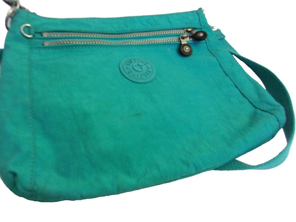 Kipling Blue Crossbody Bag Nylon Lightweight Pockets Lined Adjustable Strap